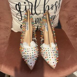 Steve Madden, clear-multi/color stones heels, size 11